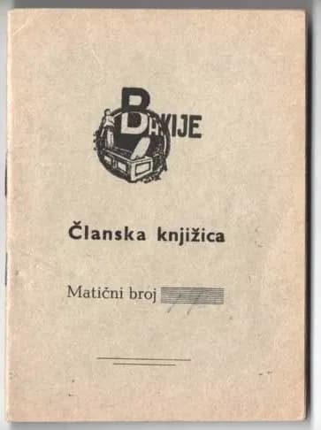 Stara članska knjižica Bakija s matičnim brojem