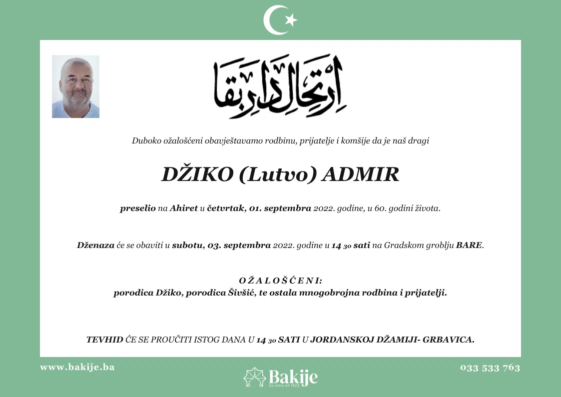 Smrtovnica — Džiko (Lutvo) Admir