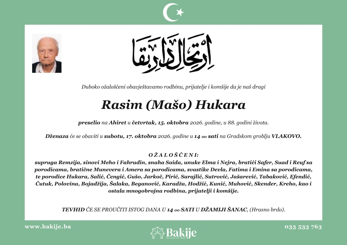 Smrtovnica — Rasim (Mašo) Hukara