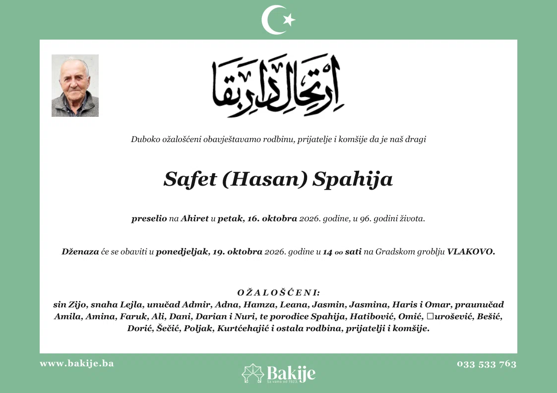 Smrtovnica — Safet (Hasan) Spahija