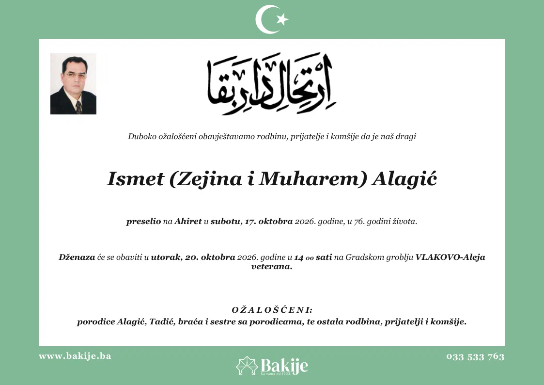 Smrtovnica — Ismet (Zejina I Muharem) Alagić