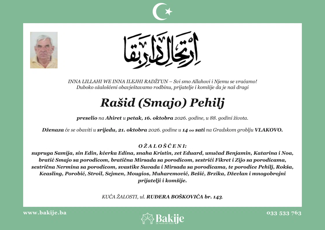 Smrtovnica — Rašid (Smajo) Pehilj