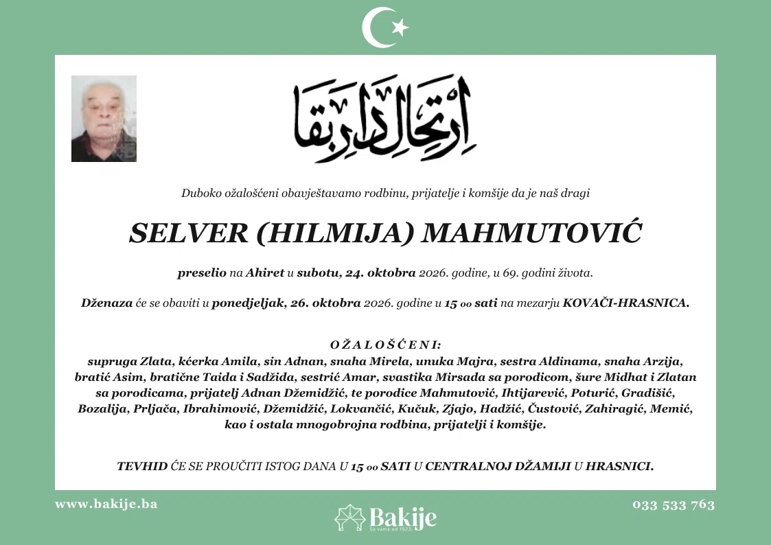 Smrtovnica — Selver (Hilmija) Mahmutović