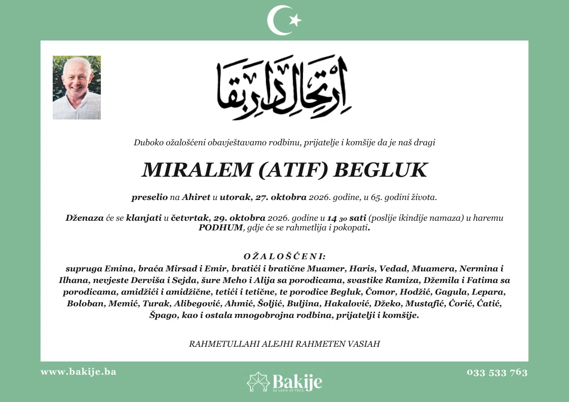 Smrtovnica — Miralem (Atif) Begluk