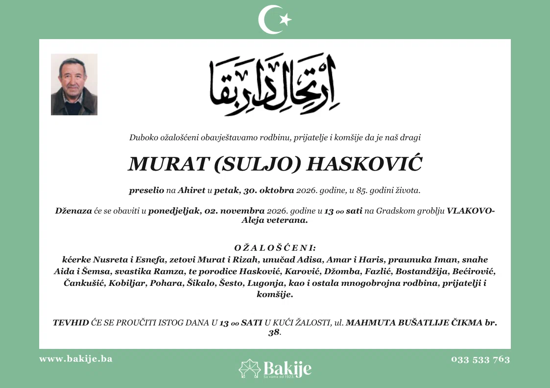 Smrtovnica — Murat (Suljo) Hasković