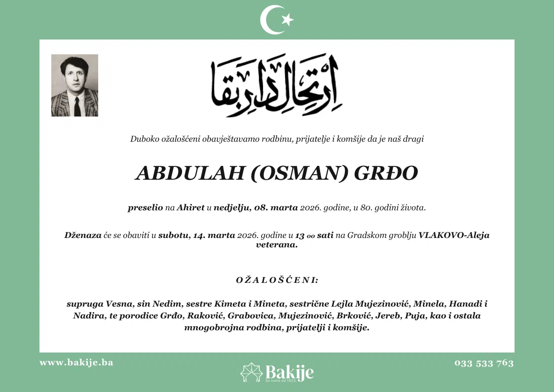 Smrtovnica — Abdulah (Osman) Grđo