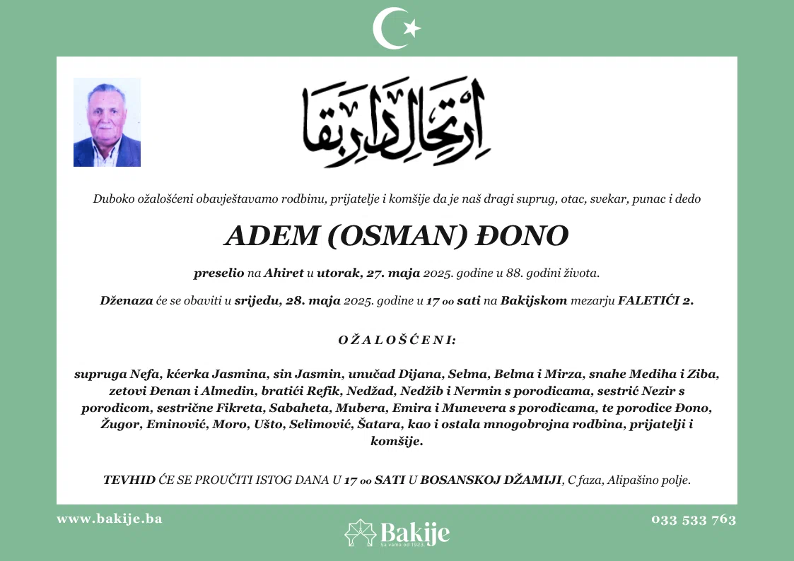 Smrtovnica — Adem (Osman) Đono