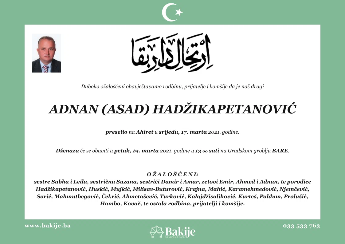 Smrtovnica — Adnan (Asad) Hadžikapetanović