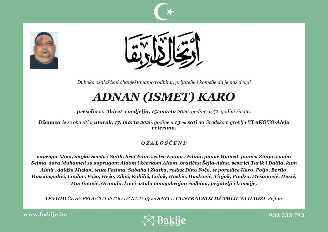 Smrtovnica — Adnan (Ismet) Karo