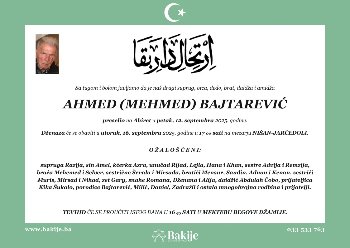 Smrtovnica — Ahmed (Mehmed) Bajtarević