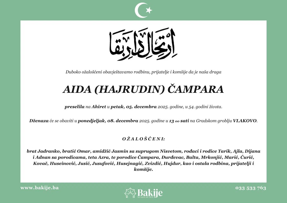 Smrtovnica — Aida (Hajrudin) Čampara