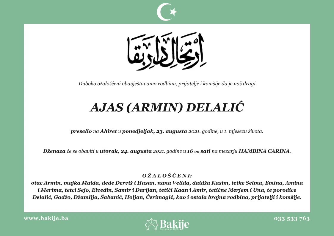Smrtovnica — Ajas (Armin) Delalić
