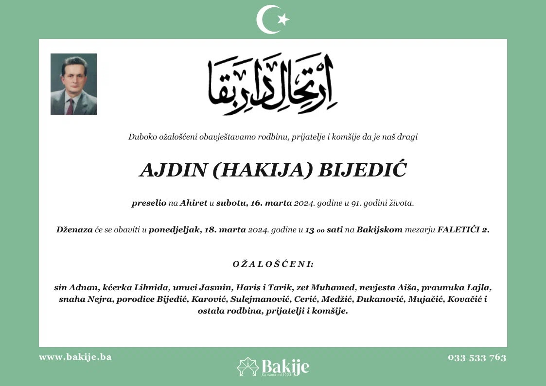 Smrtovnica — Ajdin (Hakija) Bijedić