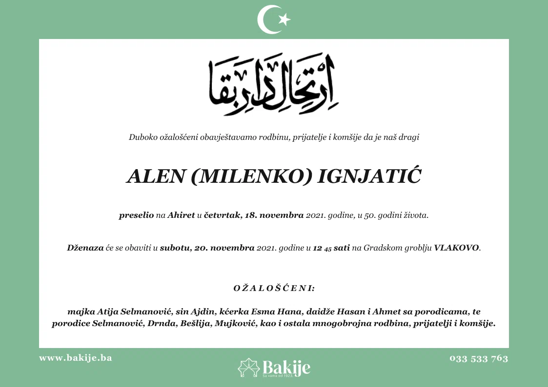 Smrtovnica — Alen (Milenko) Ignjatić