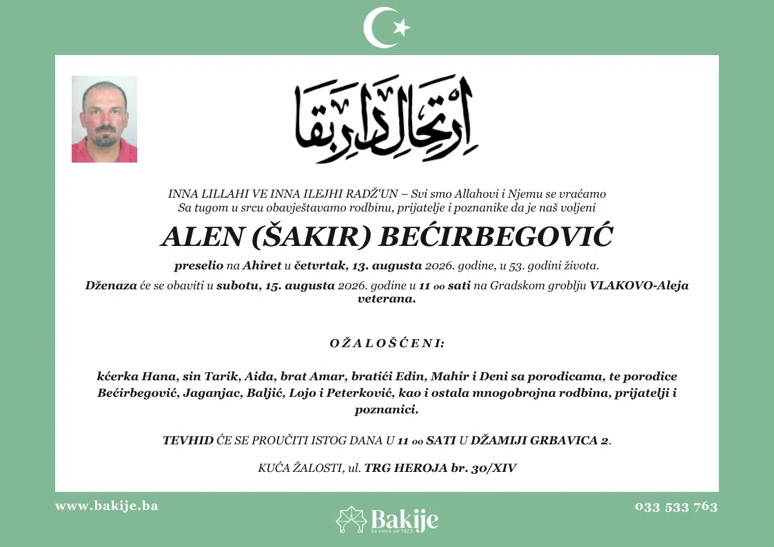 Smrtovnica — Alen (Šakir) Bećirbegović