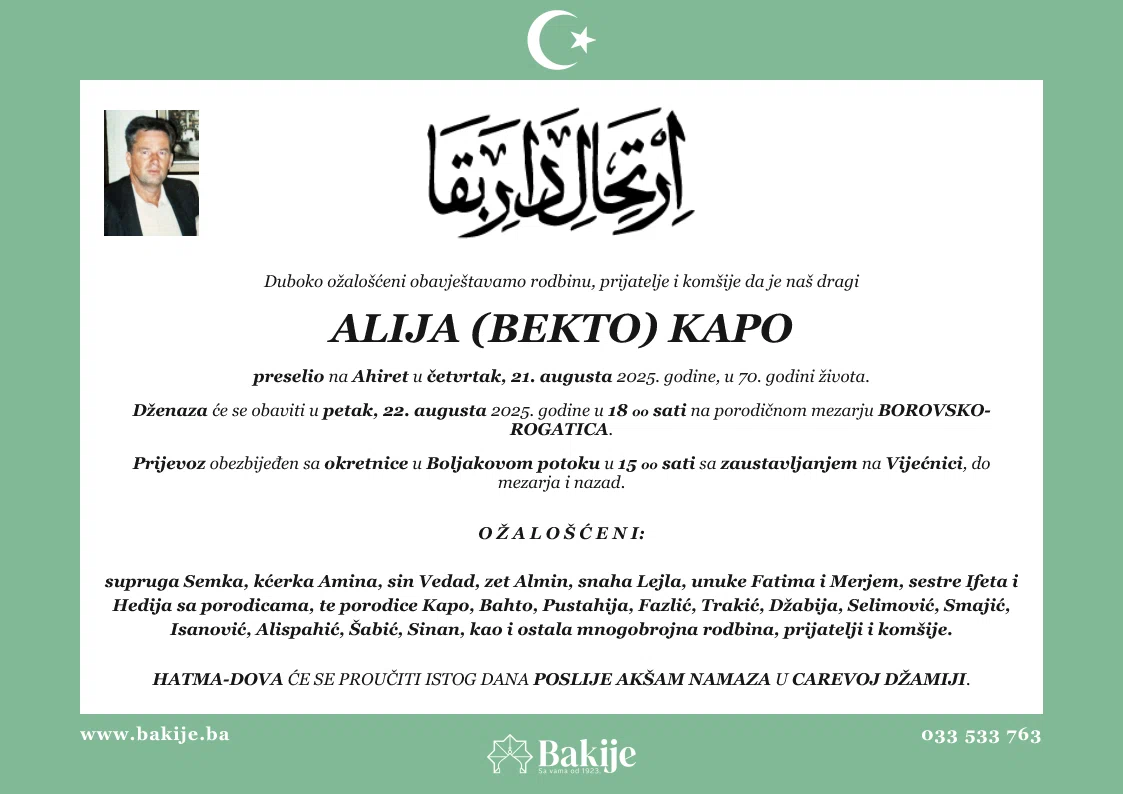 Smrtovnica — Alija (Bekto) Kapo