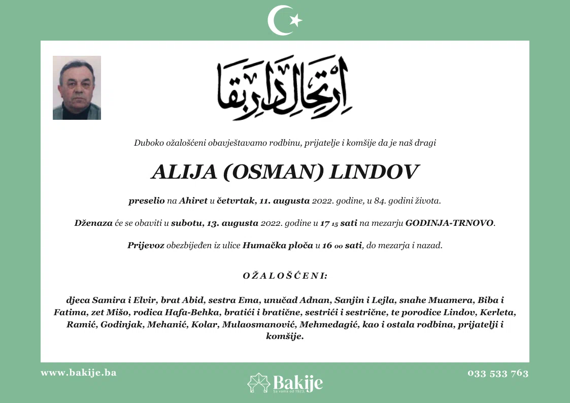 Smrtovnica — Alija (Osman) Lindov