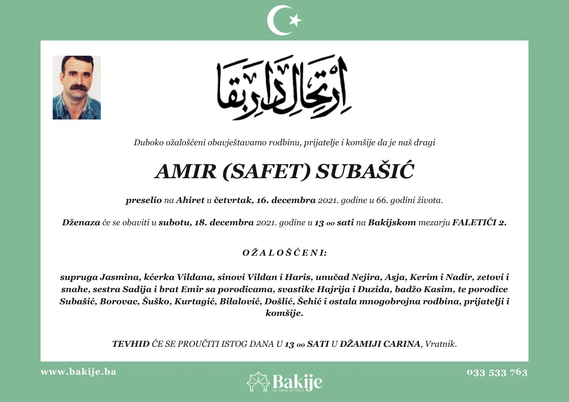 Smrtovnica — Amir (Safet) Subašić