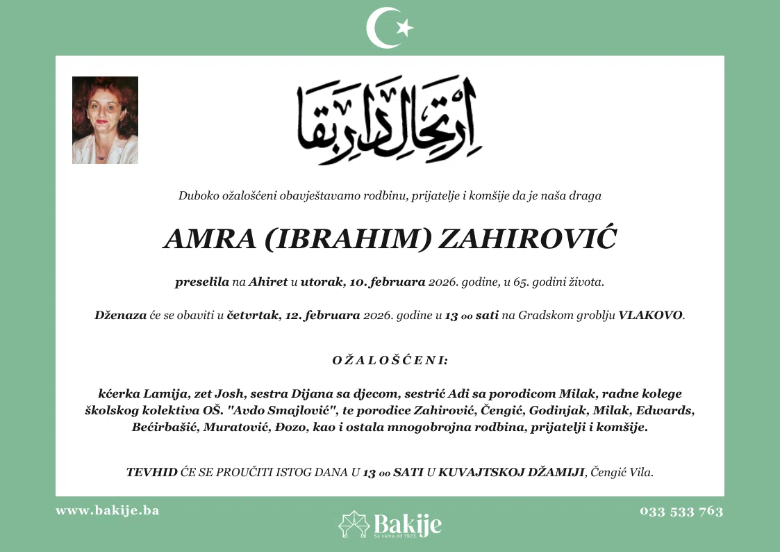 Smrtovnica — Amra (Ibrahim) Zahirović