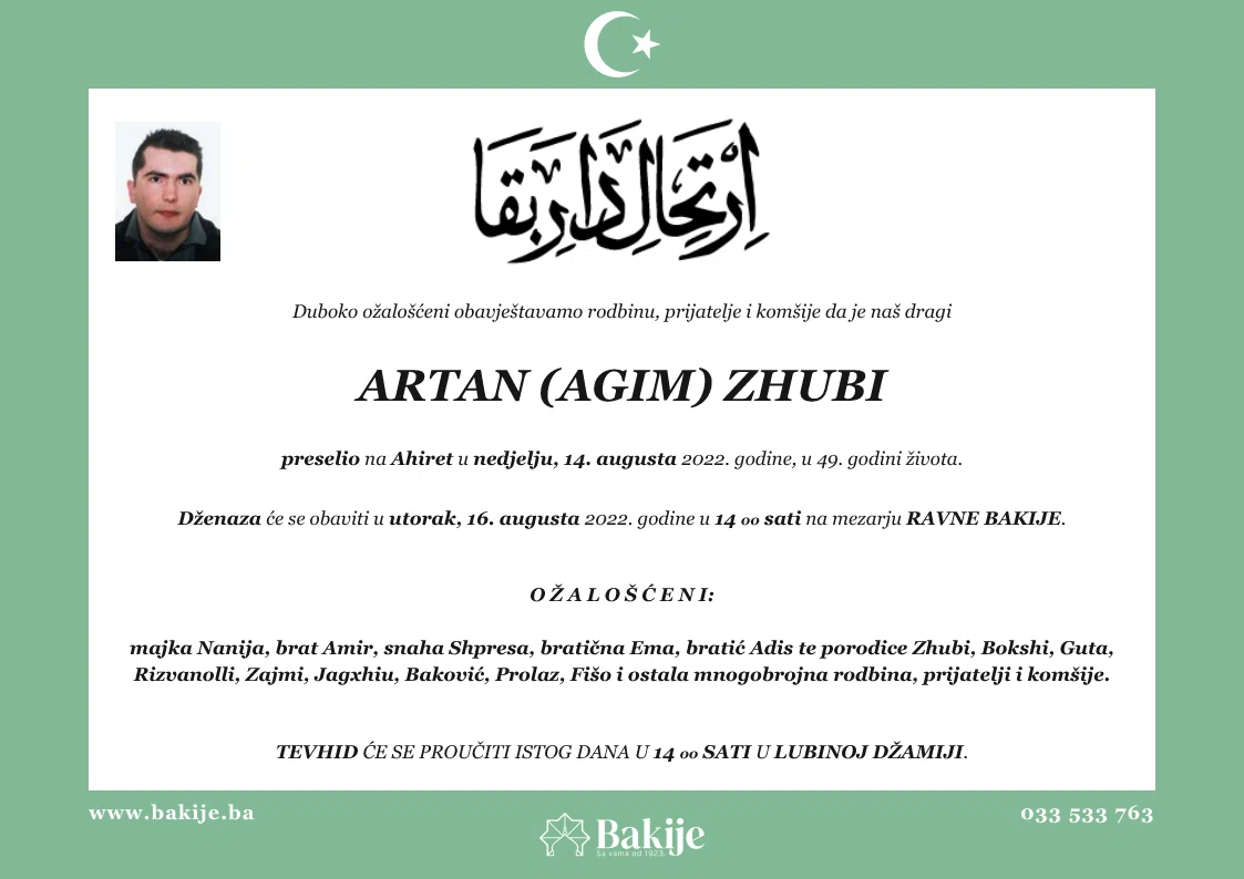 Smrtovnica — Artan (Agim) Zhubi