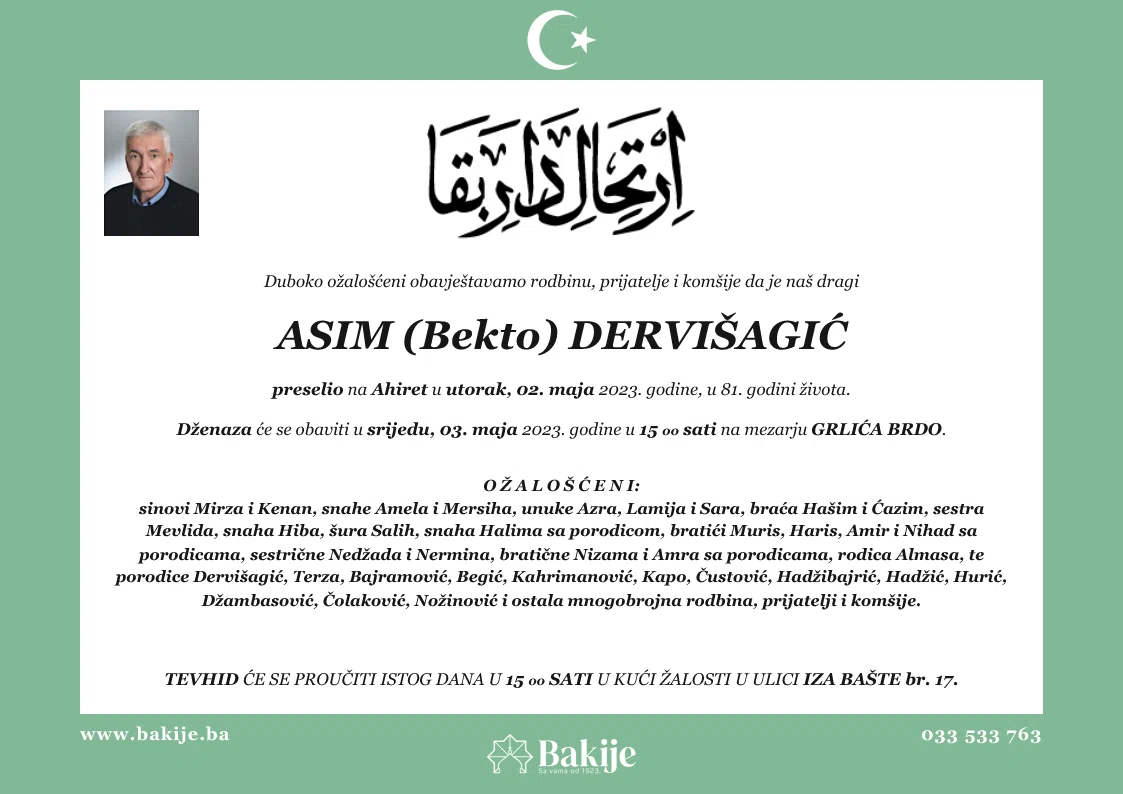 Smrtovnica — Asim (Bekto) Dervišagić
