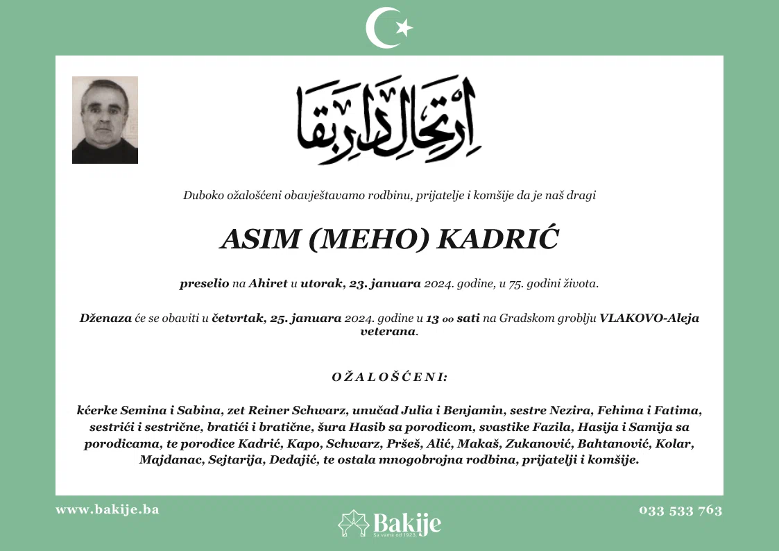 Smrtovnica — Asim (Meho) Kadrić