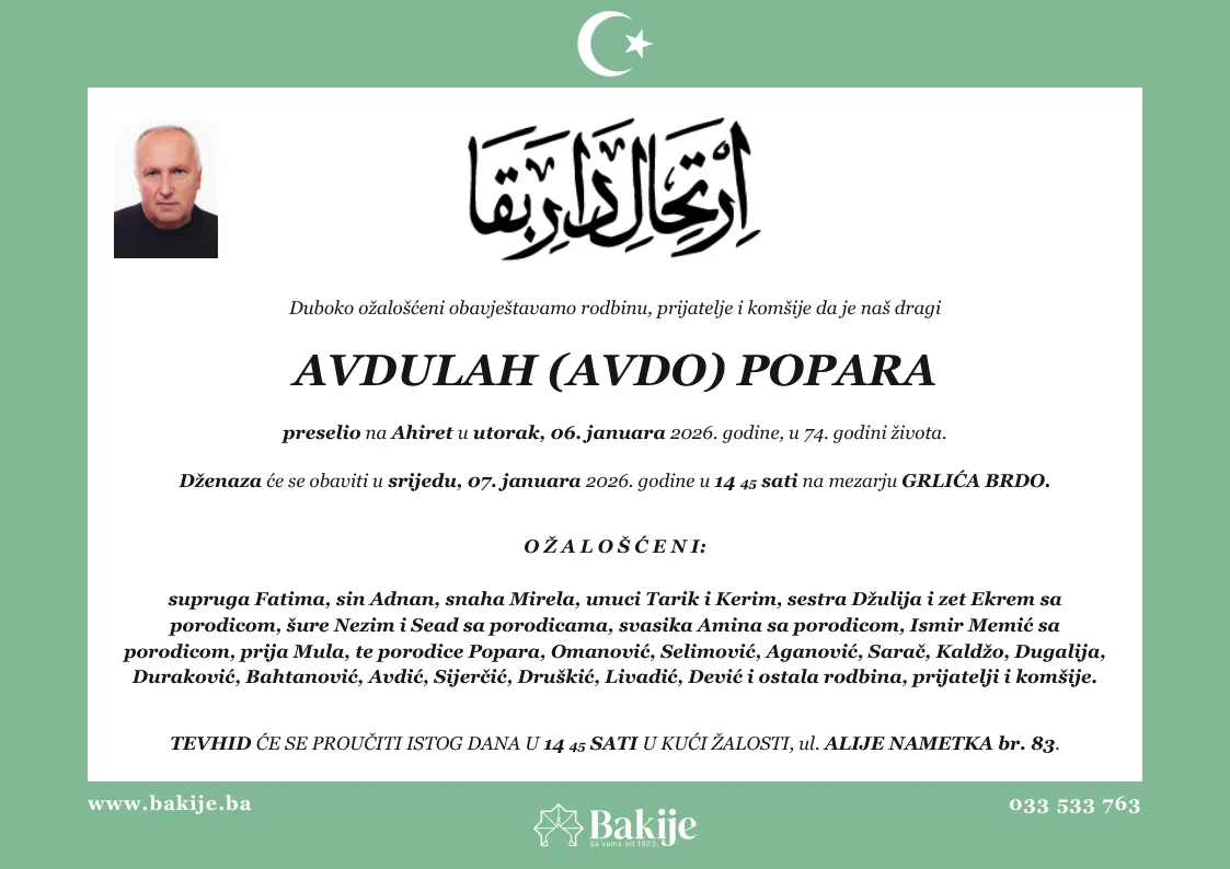 Smrtovnica — Avdulah (Avdo) Popara