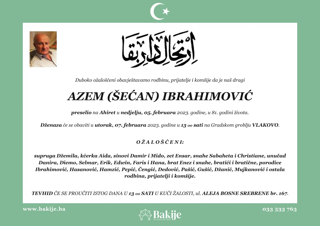 Smrtovnica — Azem (Šećan) Ibrahimović
