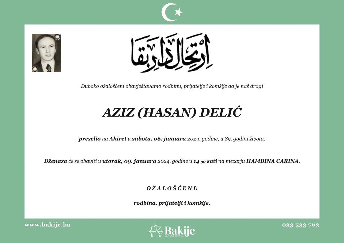 Smrtovnica — Aziz (Hasan) Delić