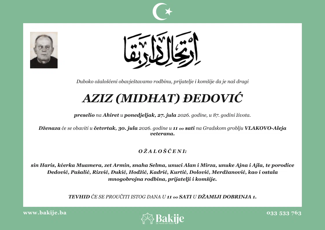 Smrtovnica — Aziz (Midhat) Đedović