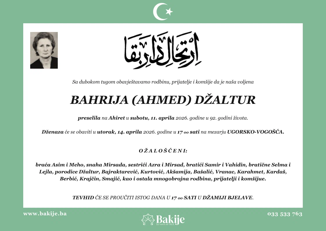 Smrtovnica — Bahrija (Ahmed) Džaltur