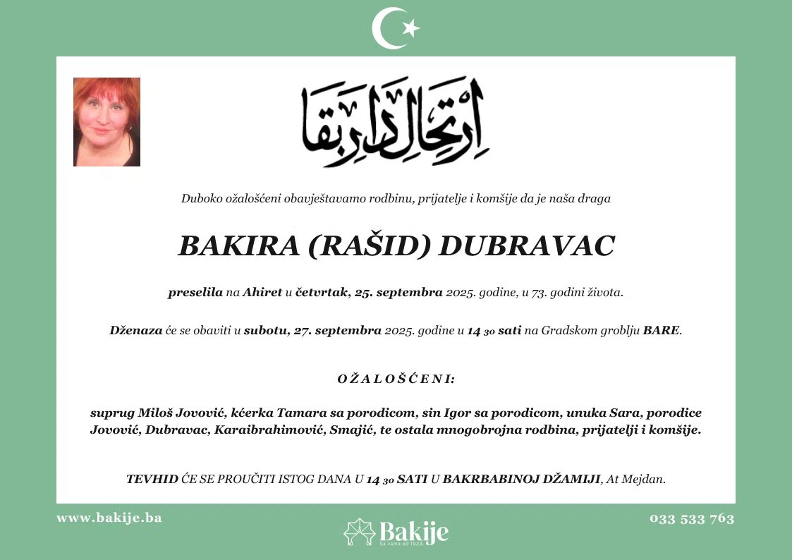 Smrtovnica — Bakira (Rašid) Dubravac