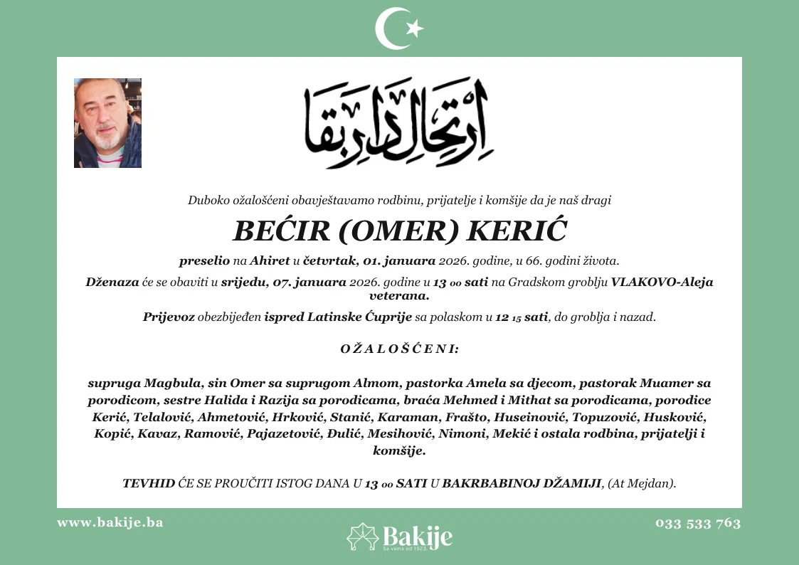 Smrtovnica — Bećir (Omer) Kerić