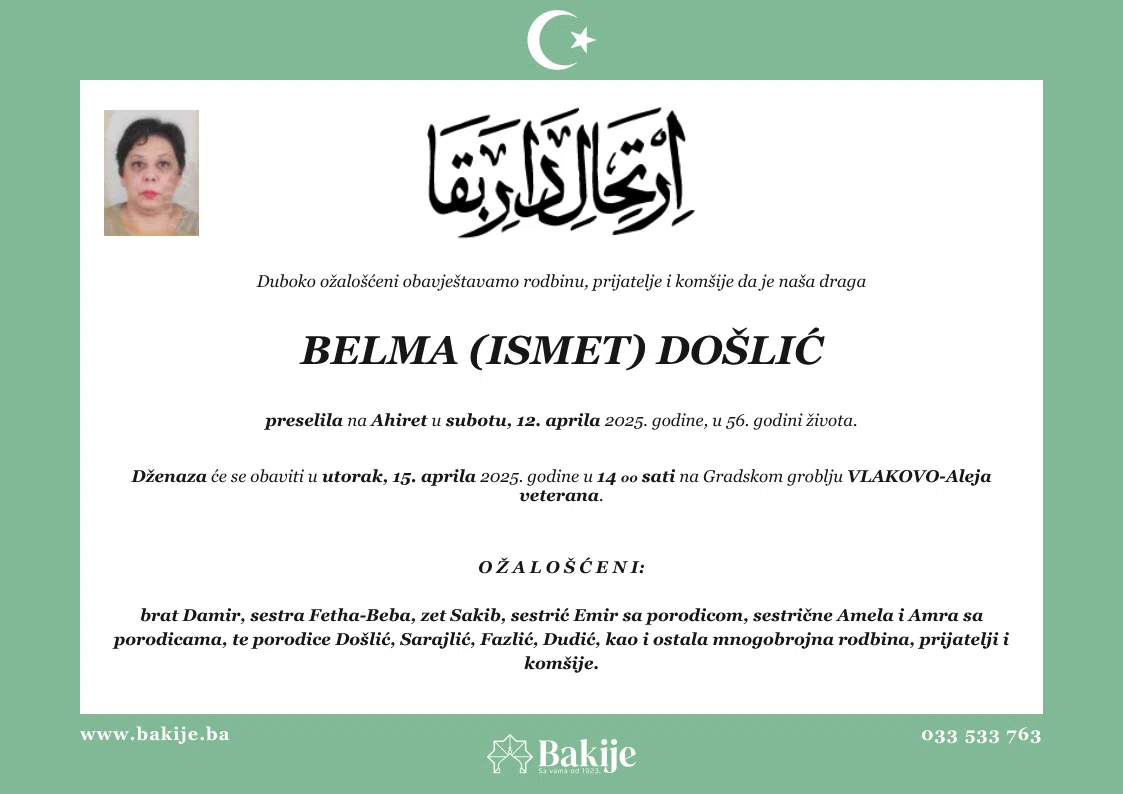 Smrtovnica — Belma (Ismet) Došlić
