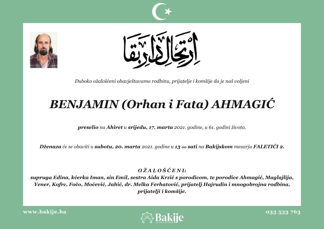 Smrtovnica — Benjamin (Orhan I Fata) Ahmagić