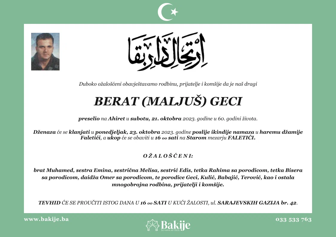 Smrtovnica — Berat (Maljuš) Geci