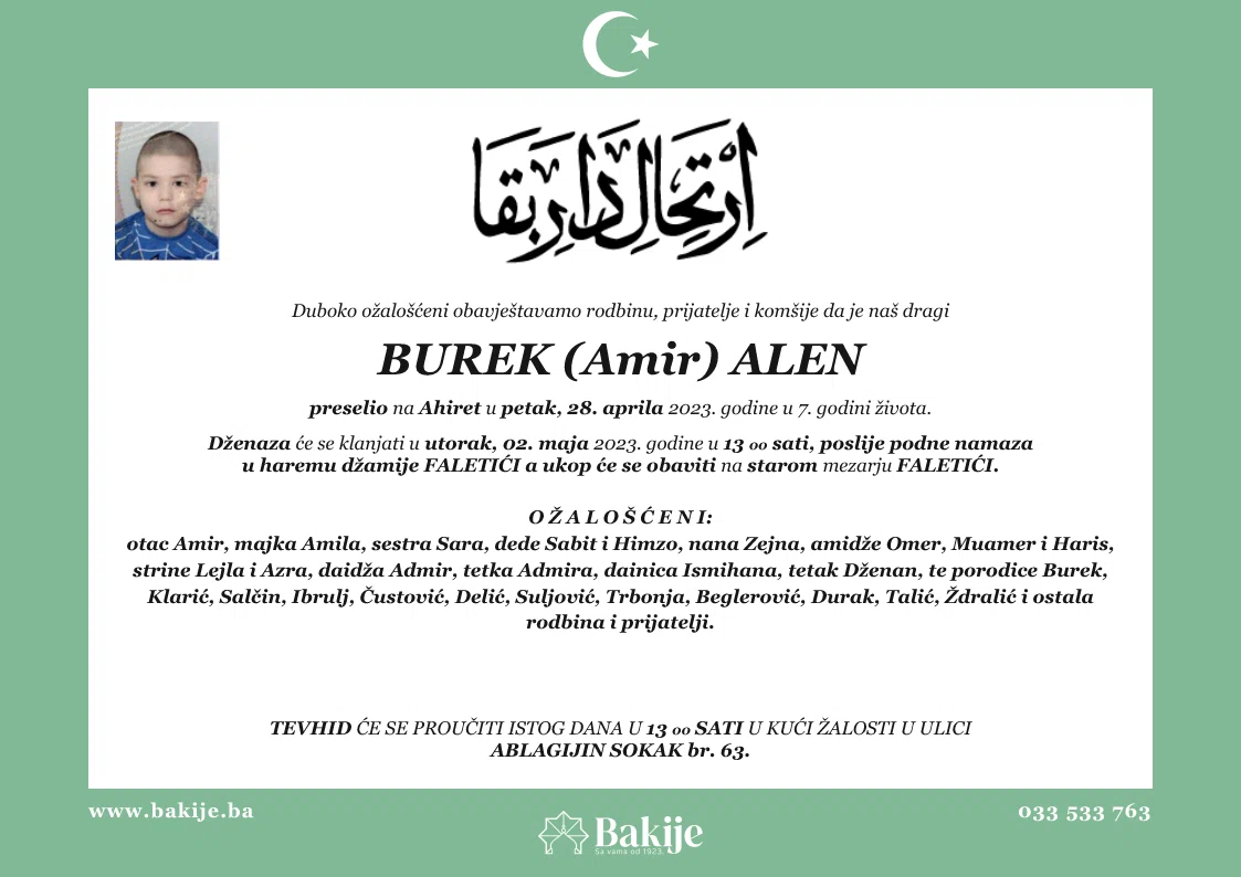 Smrtovnica — Burek (Amir) Alen