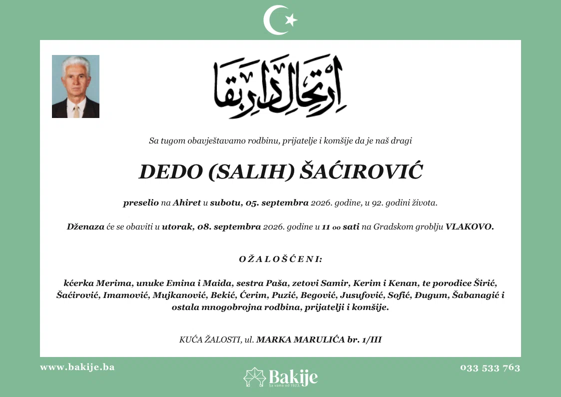 Smrtovnica — Dedo (Salih) Šaćirović