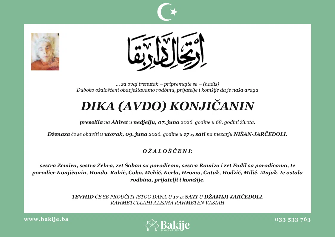 Smrtovnica — Dika (Avdo) Konjičanin