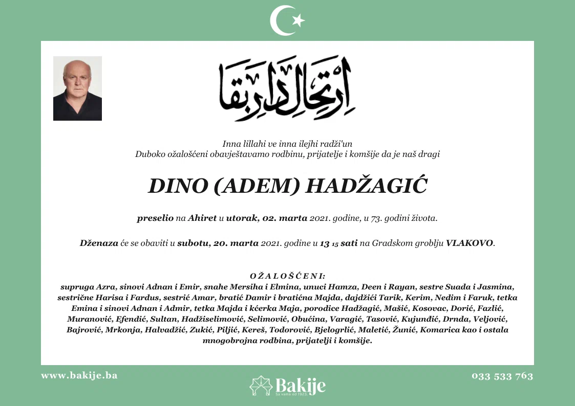 Smrtovnica — Dino (Adem) Hadžagić