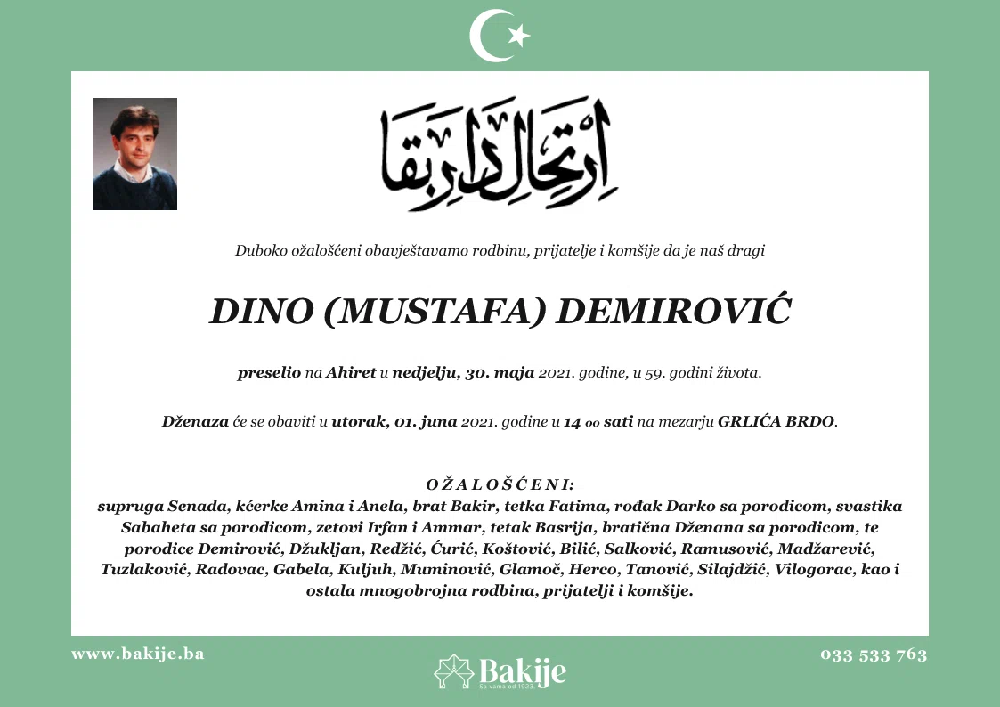 Smrtovnica — Dino (Mustafa) Demirović