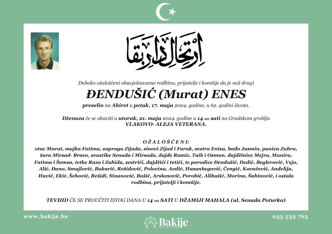 Smrtovnica — Đendušić (Murat) Enes