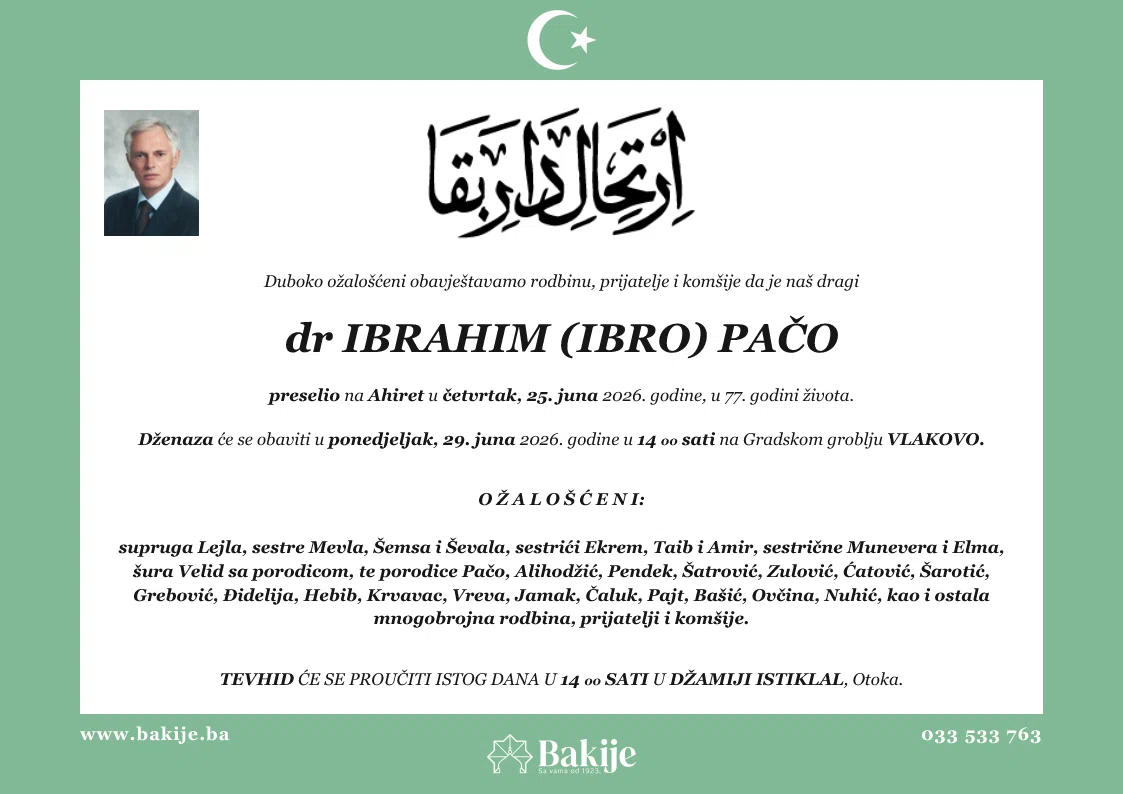 Smrtovnica — Dr Ibrahim (Ibro) Pačo