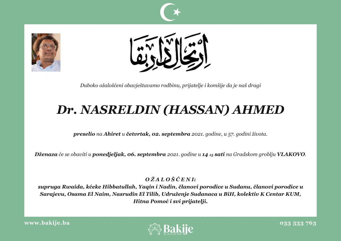 Smrtovnica — Dr. Nasreldin (Hassan) Ahmed