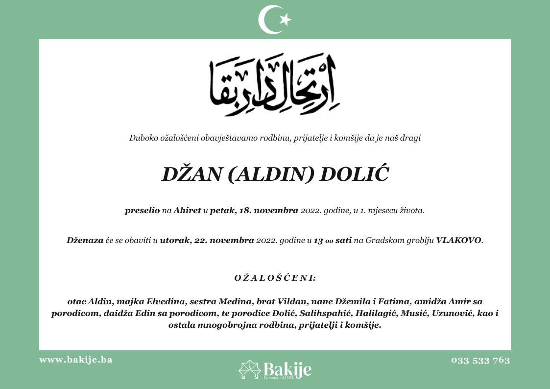 Smrtovnica — Džan (Aldin) Dolić