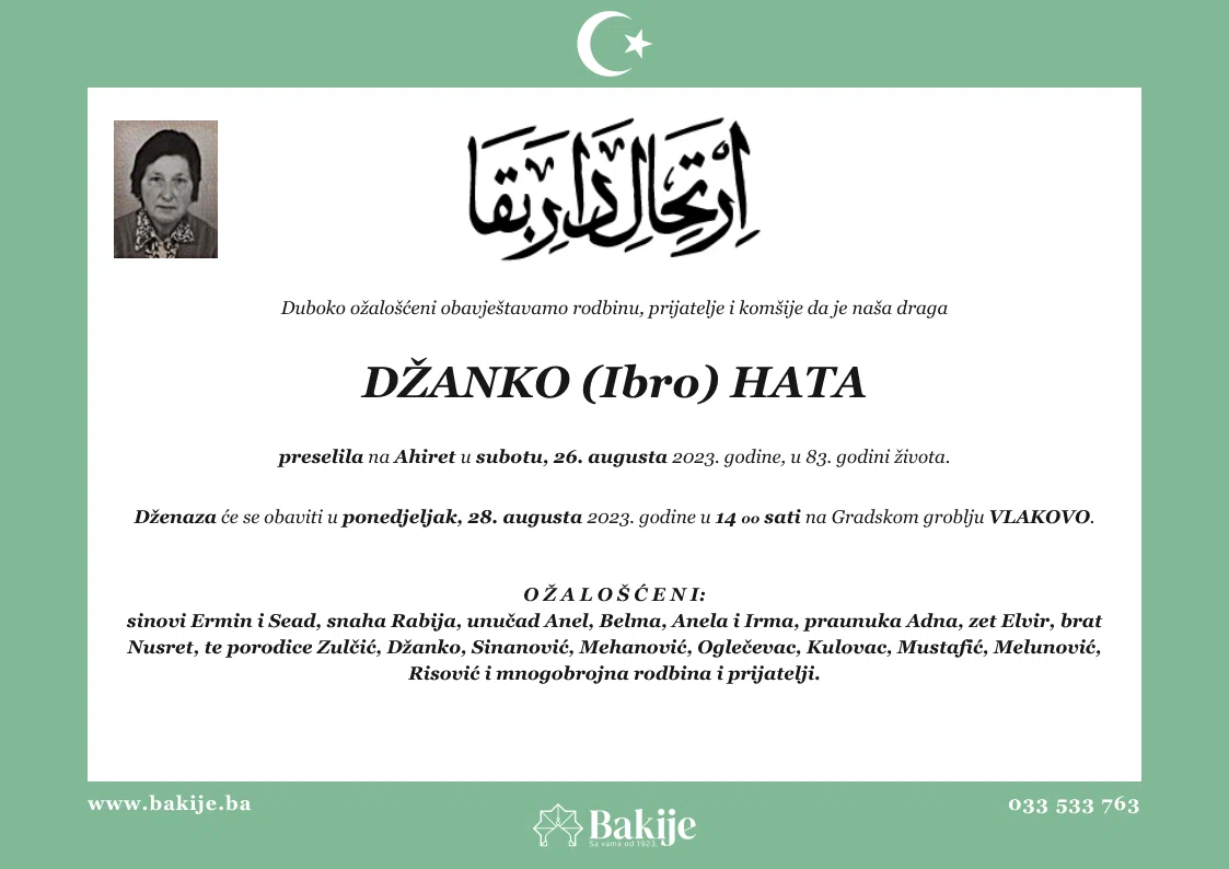 Smrtovnica — Džanko (Ibro) Hata