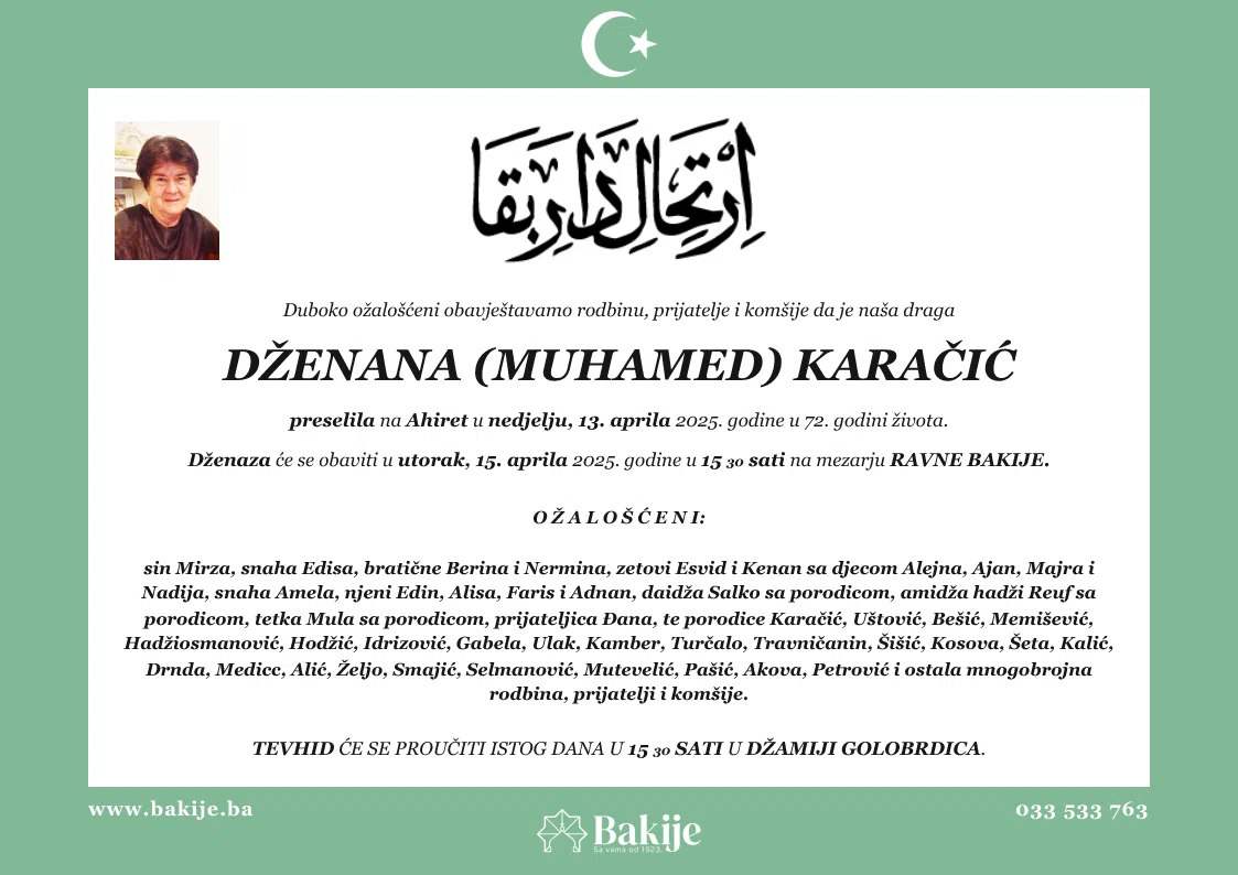 Smrtovnica — Dženana (Muhamed) Karačić