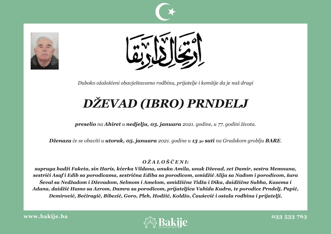 Smrtovnica — Dževad (Ibro) Prndelj