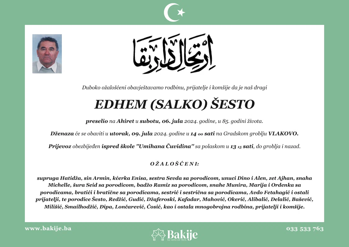 Smrtovnica — Edhem (Salko) Šesto