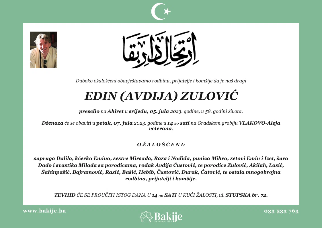 Smrtovnica — Edin (Avdija) Zulović